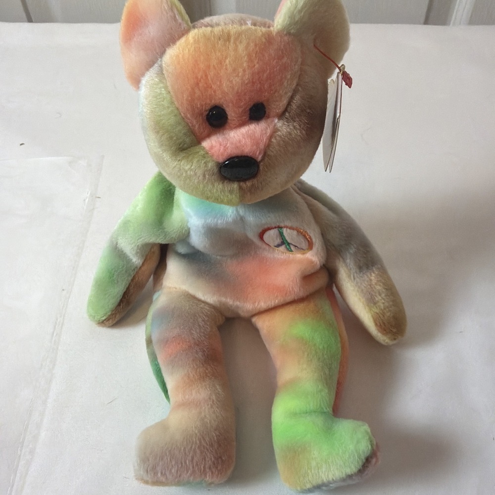 Ty Beanie Babies Peace Bear Plush 1993 Vintage
